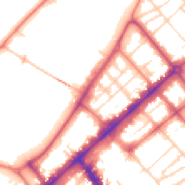 Daytime road noise heatmap for PR9 0DS