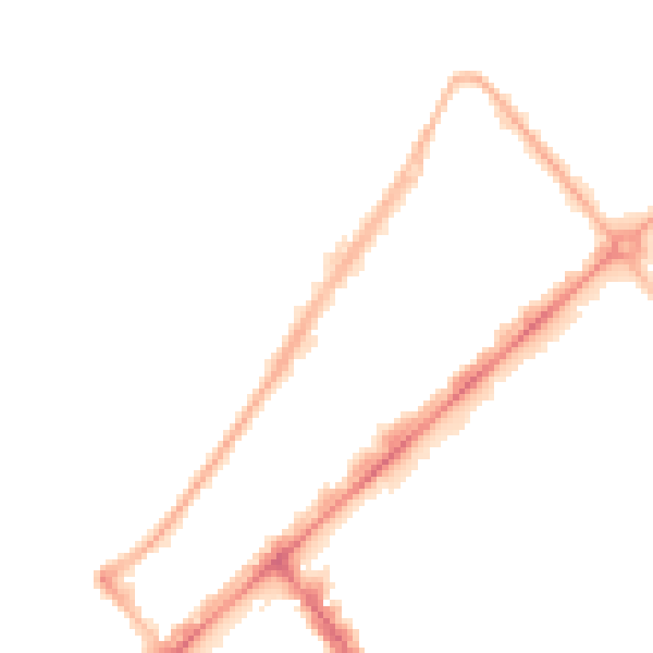 Night-time road noise heatmap for PR9 0DS