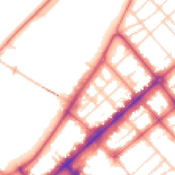 Daytime road noise heatmap for PR9 0DX