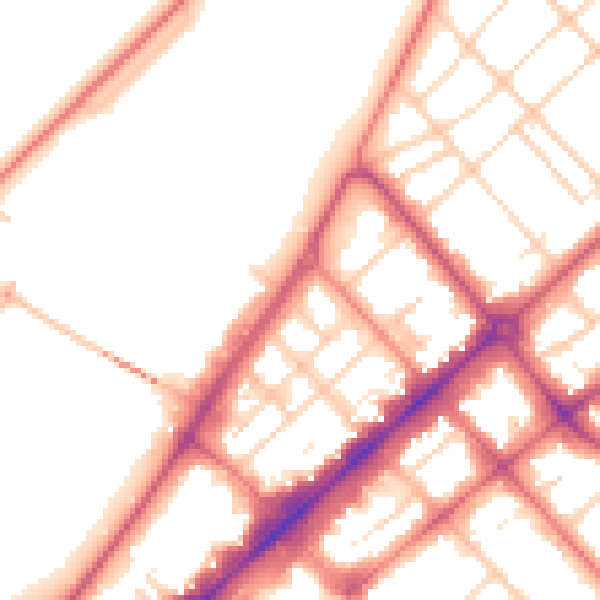 Daytime road noise heatmap for PR9 0DY