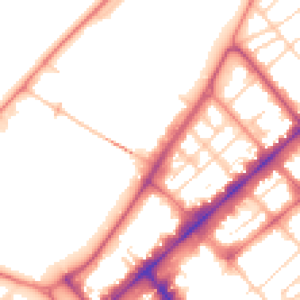 Daytime road noise heatmap for PR9 0DZ