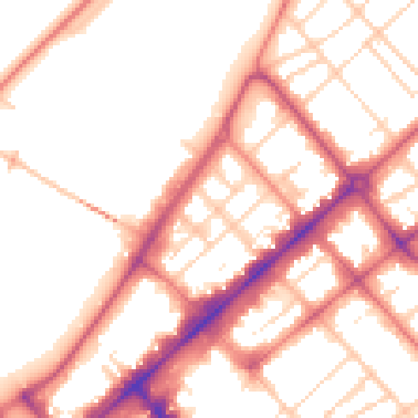 Daytime road noise heatmap for PR9 0ED