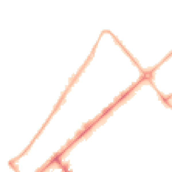 Night-time road noise heatmap for PR9 0ED