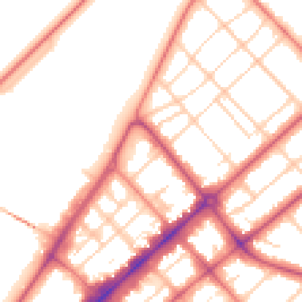 Daytime road noise heatmap for PR9 0EF