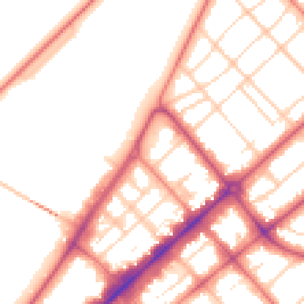 Daytime road noise heatmap for PR9 0EG
