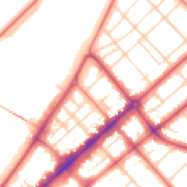 Daytime road noise heatmap for PR9 0EJ