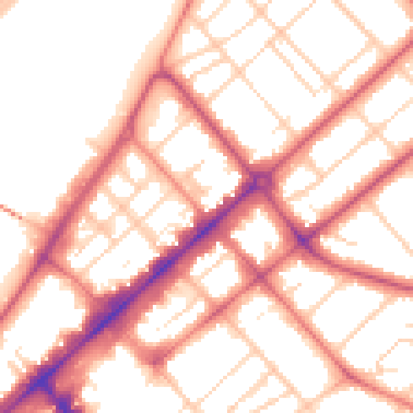 Daytime road noise heatmap for PR9 0EN