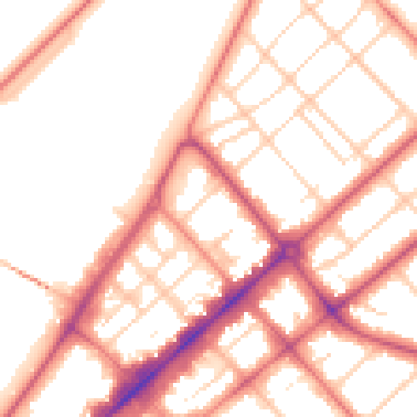 Daytime road noise heatmap for PR9 0EP