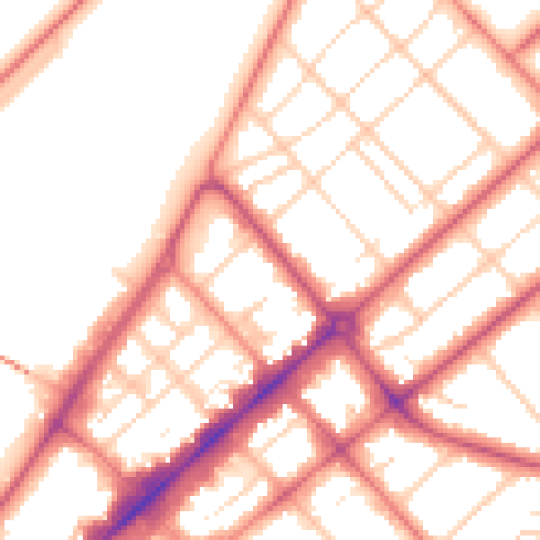 Daytime road noise heatmap for PR9 0EZ