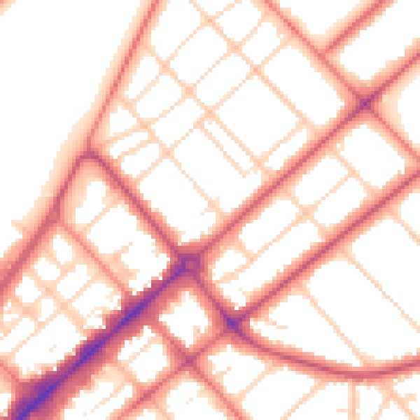 Daytime road noise heatmap for PR9 0HR