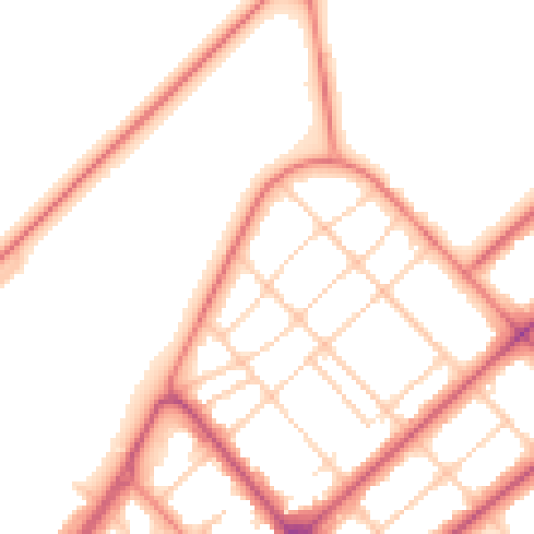 Daytime road noise heatmap for PR9 0JD