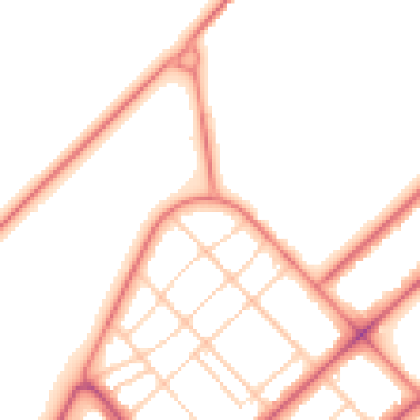 Daytime road noise heatmap for PR9 0JW