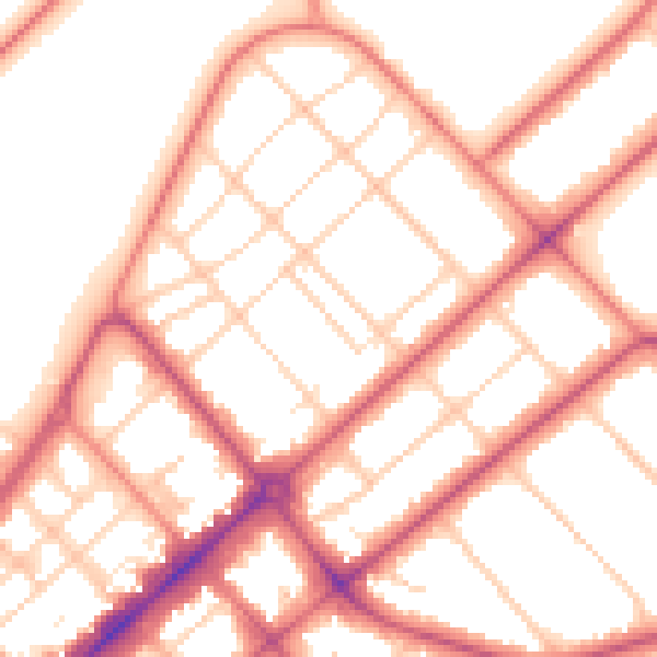 Daytime road noise heatmap for PR9 0LX