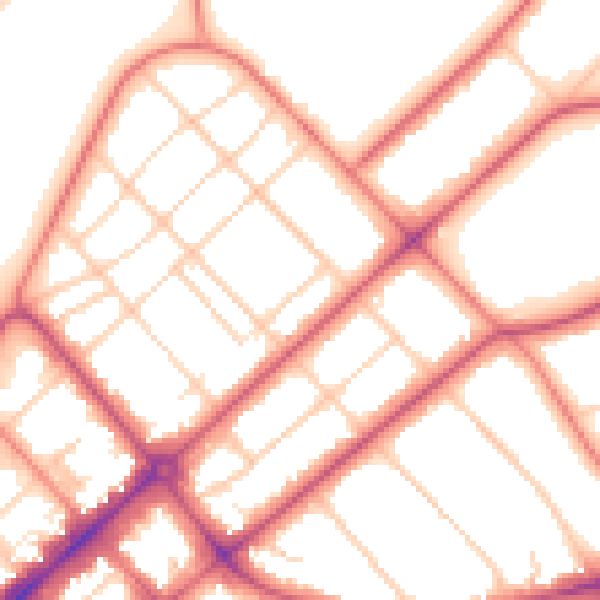 Daytime road noise heatmap for PR9 0NA