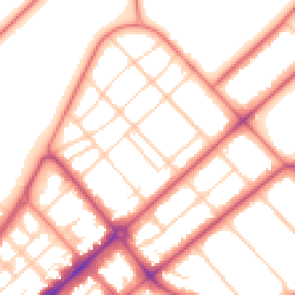 Daytime road noise heatmap for PR9 0NB
