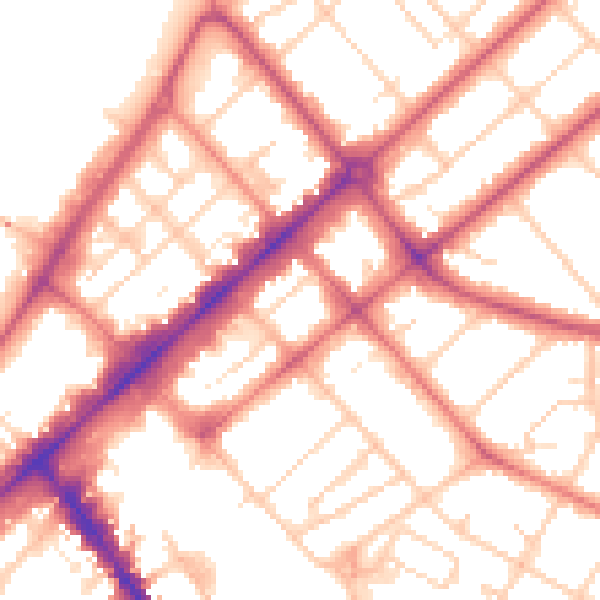 Daytime road noise heatmap for PR9 0NR