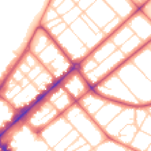 Daytime road noise heatmap for PR9 0QQ
