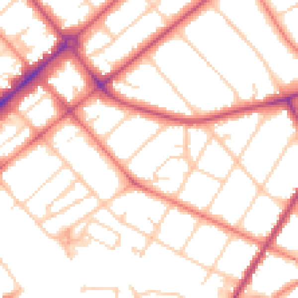 Daytime road noise heatmap for PR9 0RA
