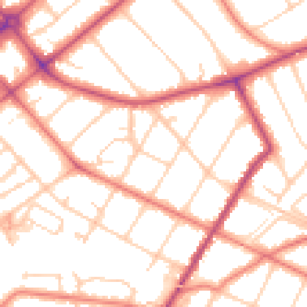 Daytime road noise heatmap for PR9 0RD