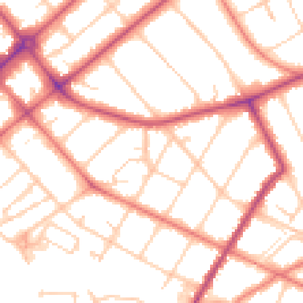 Daytime road noise heatmap for PR9 0RG
