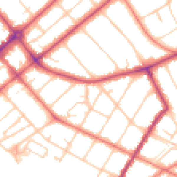 Daytime road noise heatmap for PR9 0RQ