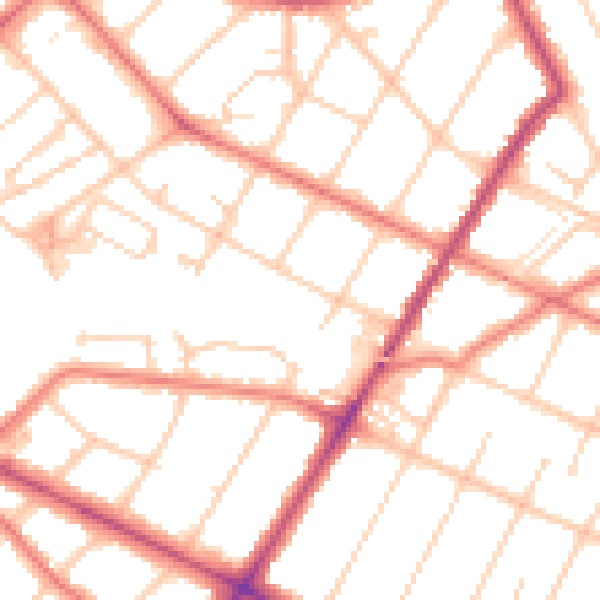Daytime road noise heatmap for PR9 0RZ