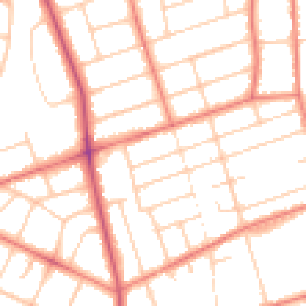 Daytime road noise heatmap for PR9 7AB