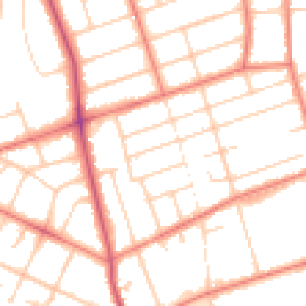 Daytime road noise heatmap for PR9 7AD