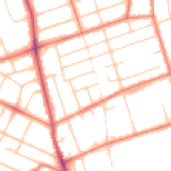Daytime road noise heatmap for PR9 7AN