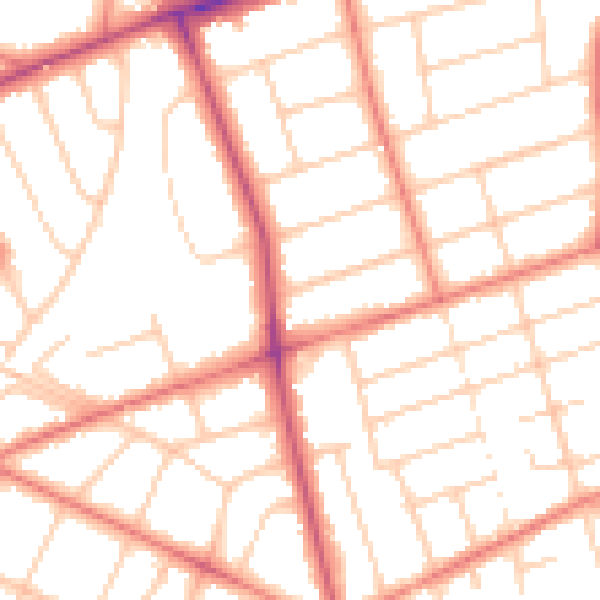 Daytime road noise heatmap for PR9 7BH