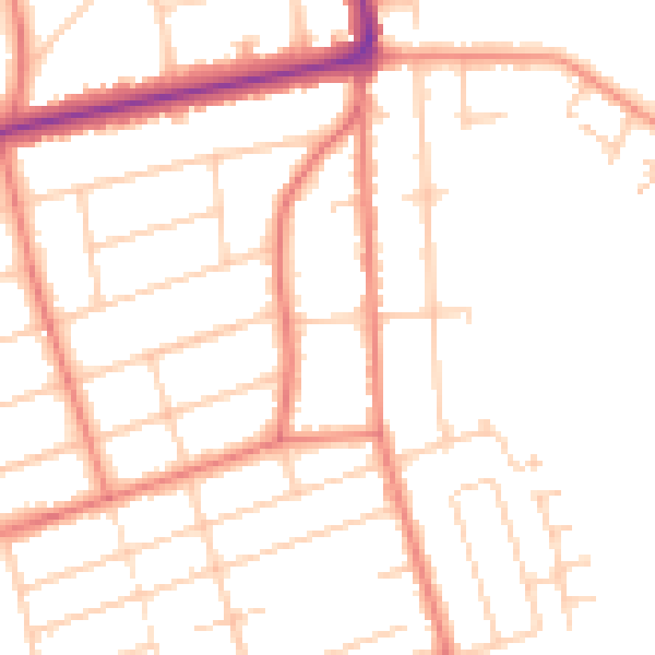 Daytime road noise heatmap for PR9 7BX