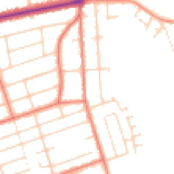 Daytime road noise heatmap for PR9 7BY