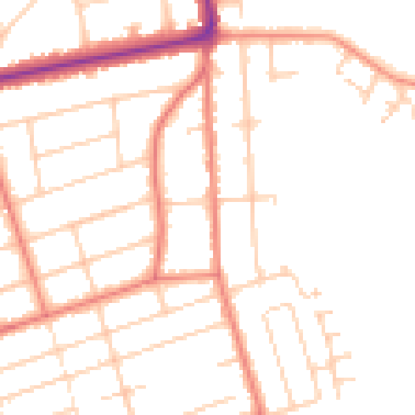 Daytime road noise heatmap for PR9 7DG