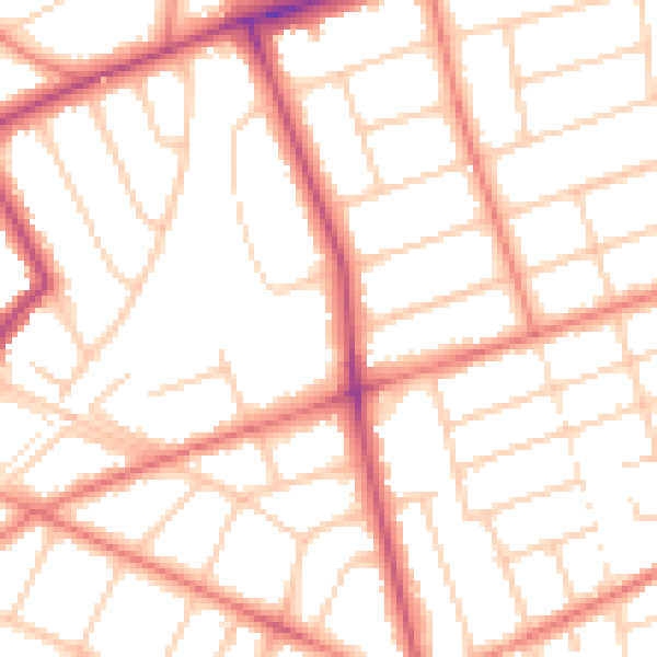 Daytime road noise heatmap for PR9 7EE