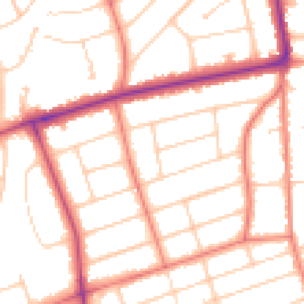 Daytime road noise heatmap for PR9 7HB