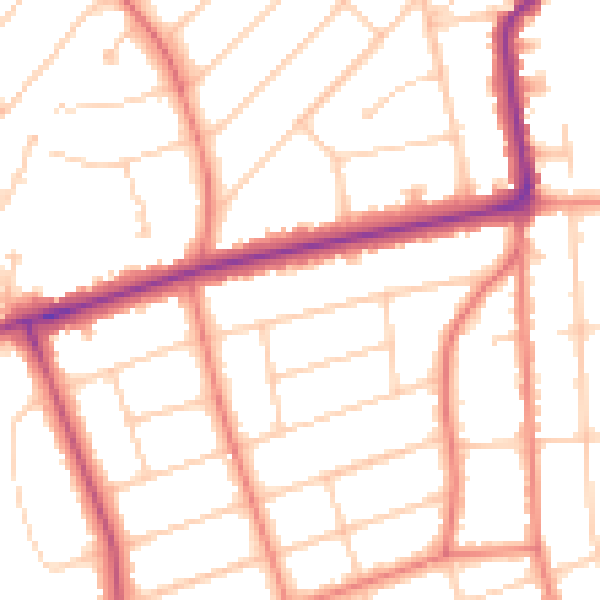 Daytime road noise heatmap for PR9 7HD