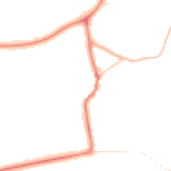 Night-time road noise heatmap for PR9 7JJ