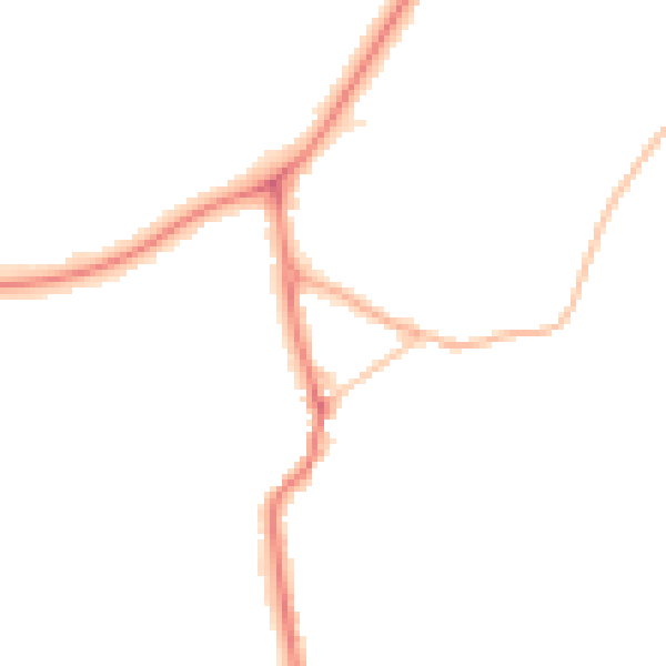 Night-time road noise heatmap for PR9 7LD