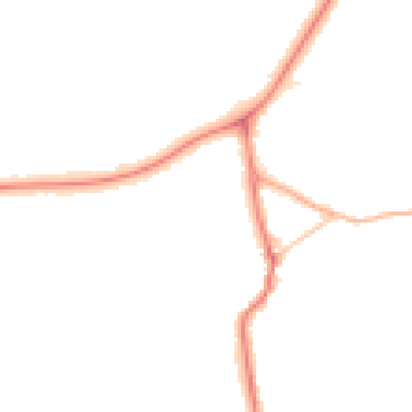 Night-time road noise heatmap for PR9 7LL