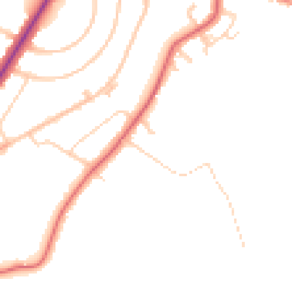 Daytime road noise heatmap for PR9 7NP