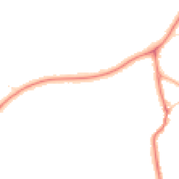 Night-time road noise heatmap for PR9 7NU