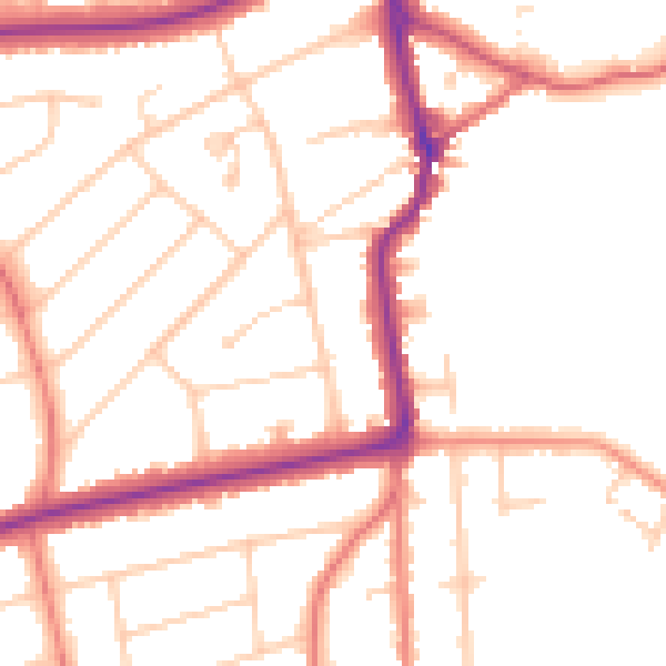 Daytime road noise heatmap for PR9 7PT