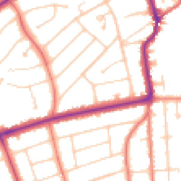 Daytime road noise heatmap for PR9 7PX