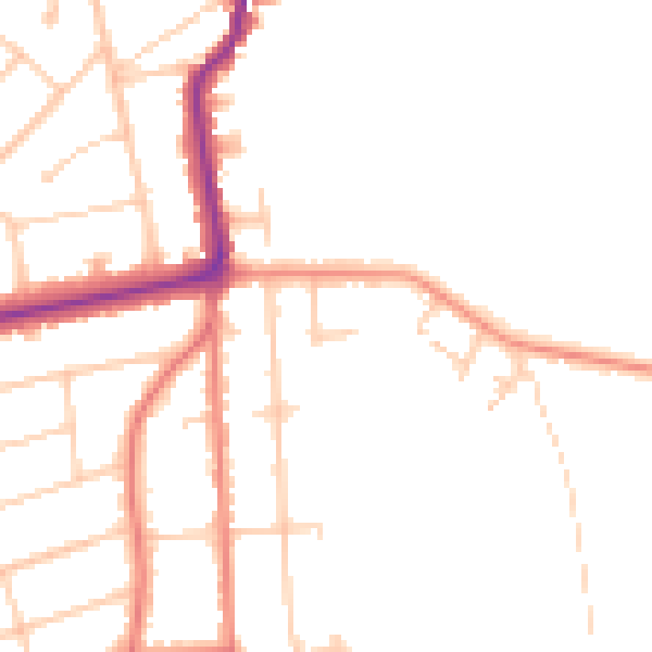 Daytime road noise heatmap for PR9 7QB