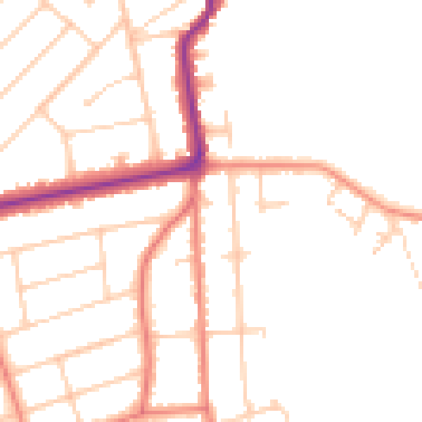 Daytime road noise heatmap for PR9 7QE