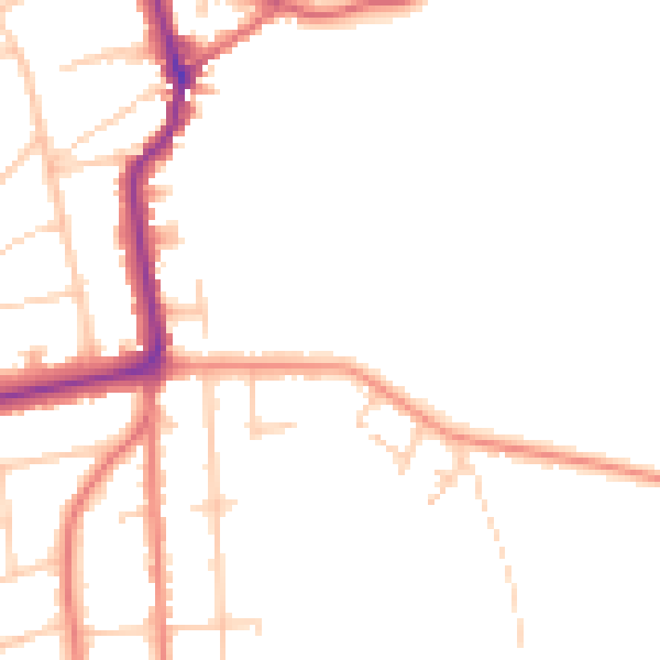 Daytime road noise heatmap for PR9 7QQ