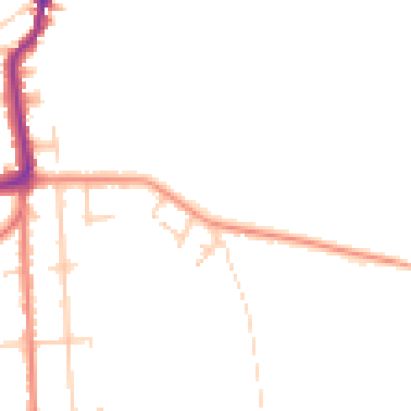 Daytime road noise heatmap for PR9 7QS