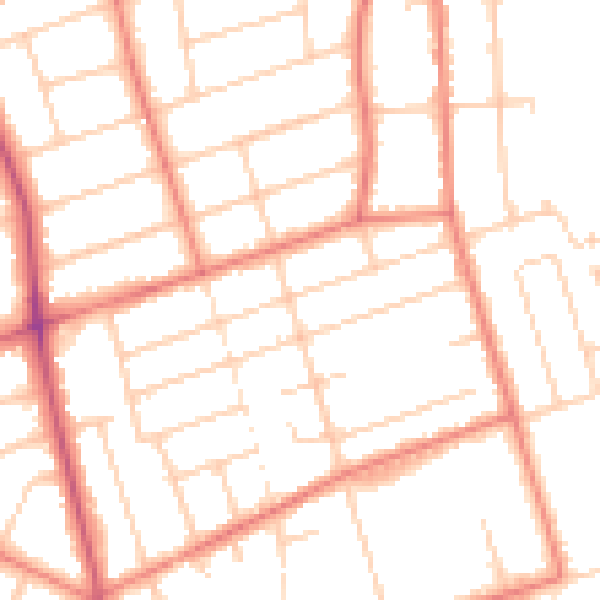 Daytime road noise heatmap for PR9 7SS