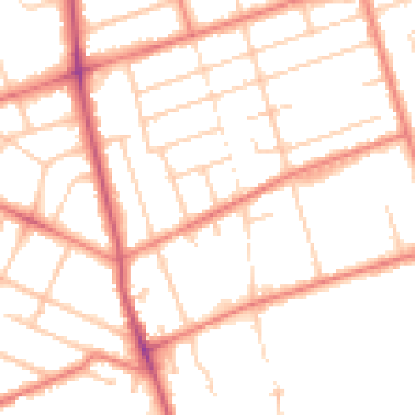 Daytime road noise heatmap for PR9 7TL