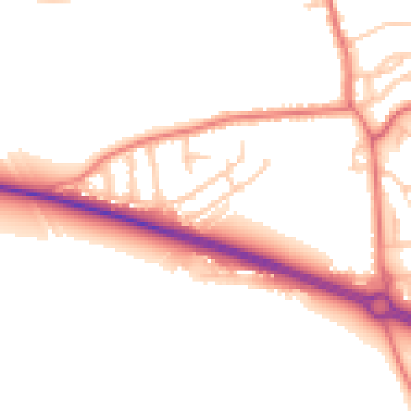Daytime road noise heatmap for PR9 8AL